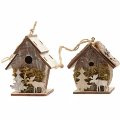 KAEMINGK Lot de 2 nichoirs (H7,5 cm) Ecorce à suspendre Marron