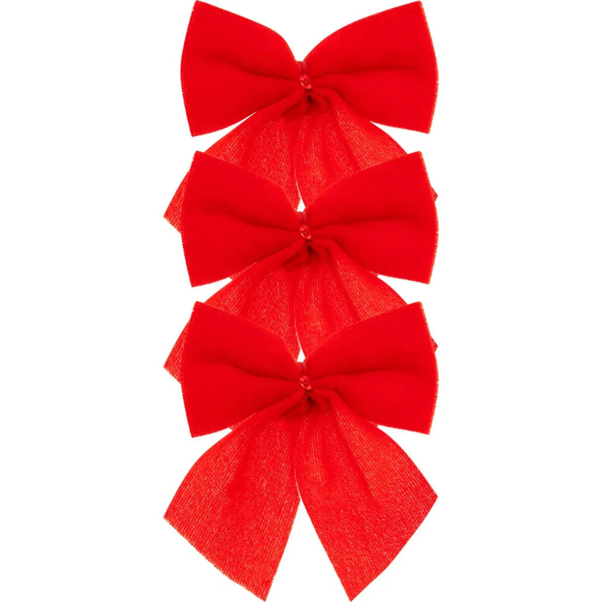 JJA Lot de 3 noeuds de Noël (H9 cm) Pimlico velours Rouge Hot
