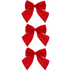 JJA Lot de 3 noeuds de Noël (h9 cm) Prestige sequins Rouge Online