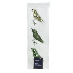 KAEMINGK Lot de 3 Oiseaux en verre (8 cm) Christmas Bird Vert New