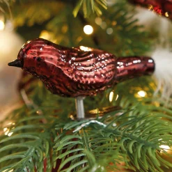 KAEMINGK Lot de 3 oiseaux en verre (H8 cm) Christmas Bird Rouge New