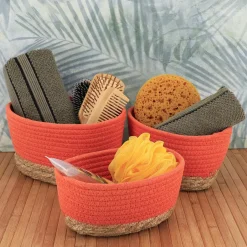 TENDANCE Lot de 3 paniers de rangement (H13 cm) Timeless Orange Clearance