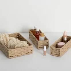5 Five Simply Smart Lot de 3 paniers de rangement tressés bas (27 x 20 cm) Garlic Beige Clearance