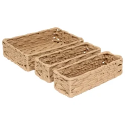 5 Five Simply Smart Lot de 3 paniers de rangement tressés bas (27 x 20 cm) Garlic Beige Clearance