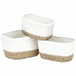 TENDANCE Lot de 3 paniers de rangement (H13 cm) Timeless Blanc