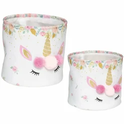 Atmosphera createur d'interieur for kids Lot de 2 paniers de rangement enfant Licorne Rose