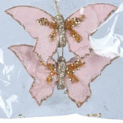 KAEMINGK Lot de 2 papillons (H6 cm) Leïla Rose Outlet