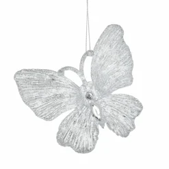 KOOPMAN Lot de 2 papillons (H10,5 cm) Souy pailletés Argent Discount