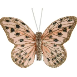 KAEMINGK Lot de 4 Papillons sur pince (H6 cm) Papillon des neiges Rose poudré Best