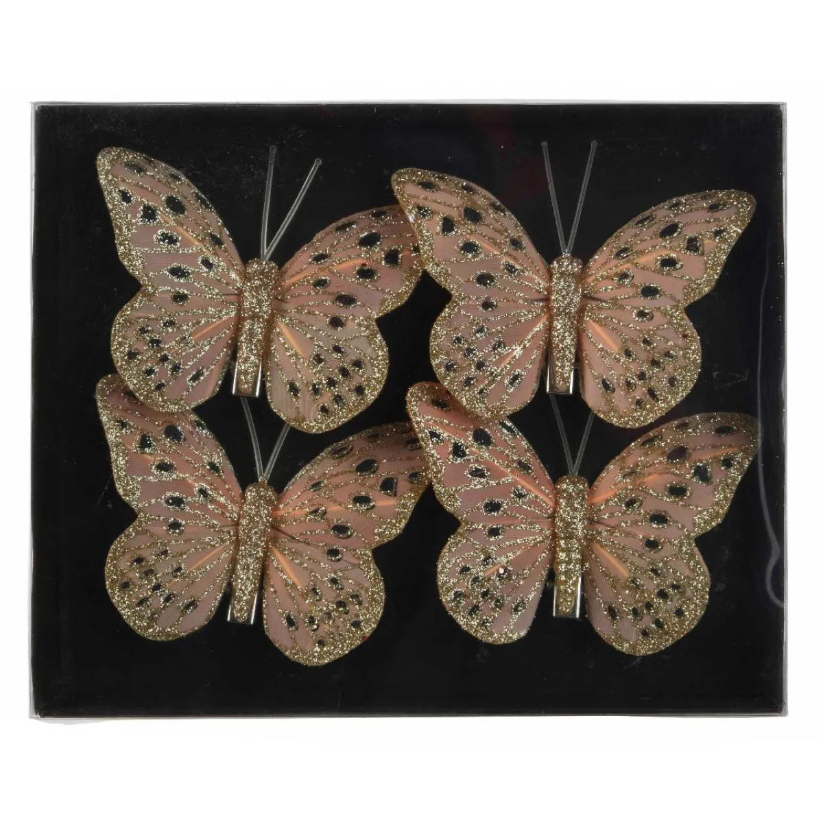 KAEMINGK Lot de 4 Papillons sur pince (H6 cm) Papillon des neiges Rose poudré Best