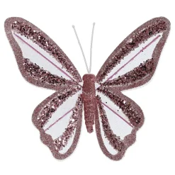 KAEMINGK Lot de 2 Papillons sur pince (H14 cm) Rêverie poudré Rose Hot
