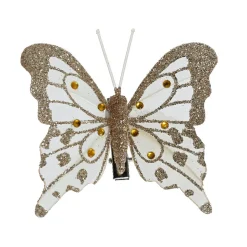 KAEMINGK Lot de 4 Papillons sur pince (H8 cm) Éclats et perles Dés Or Online