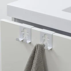 TENDANCE Lot de 2 patères à suspendre métal (H4,8 cm) Bonhommes Blanc