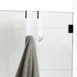 TENDANCE Lot de 2 patères à suspendre spécial paroi de douche (H18 cm) Blanc
