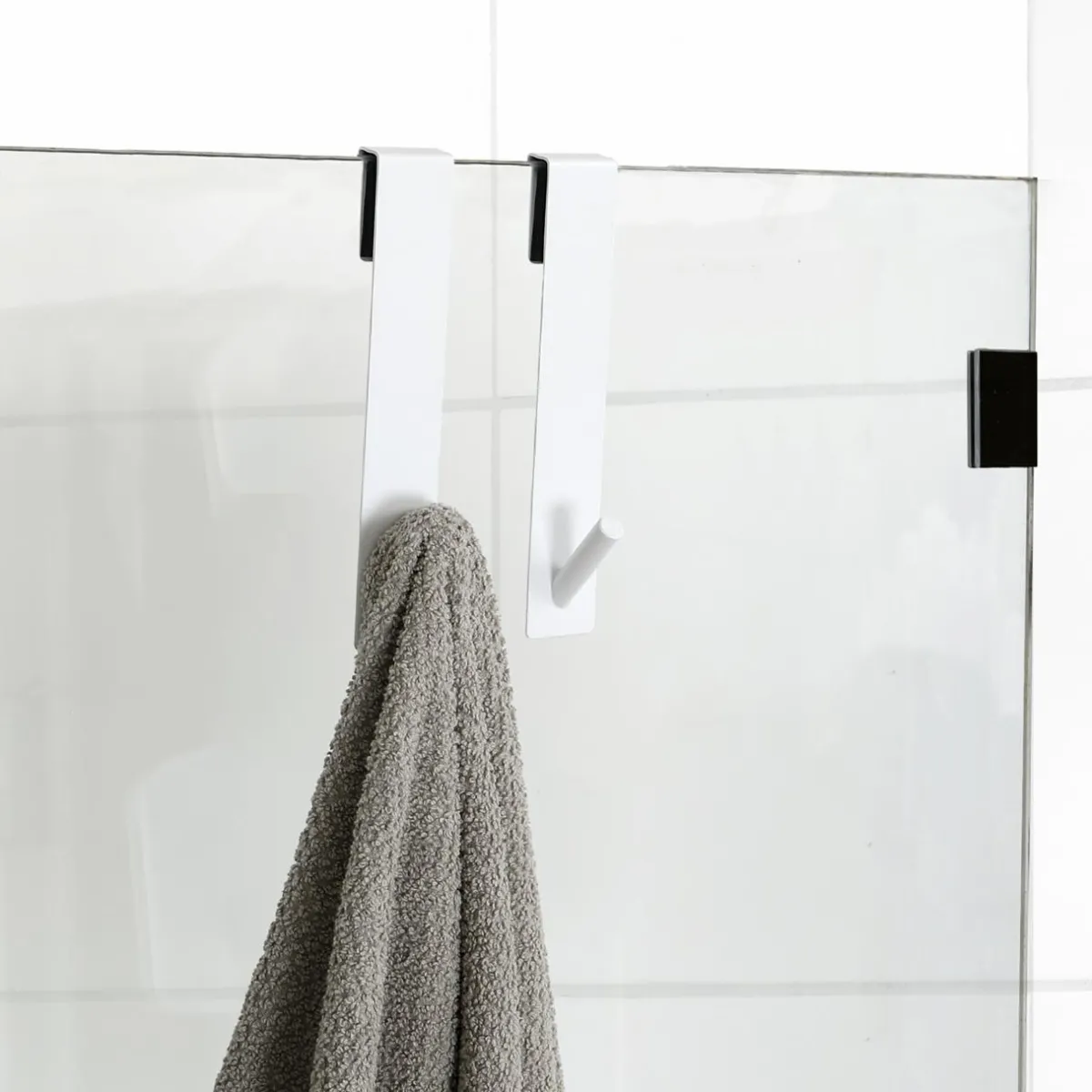 TENDANCE Lot de 2 patères à suspendre spécial paroi de douche (H18 cm) Blanc