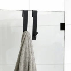 TENDANCE Lot de 2 patères à suspendre spécial paroi de douche (H18 cm) Noir Clearance
