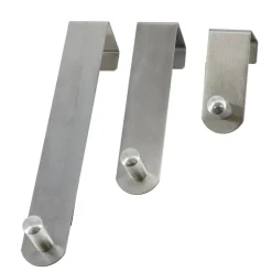 TENDANCE Lot de 3 patères de porte acier inoxydable (H7-13-19 cm) Chrome Argent Hot