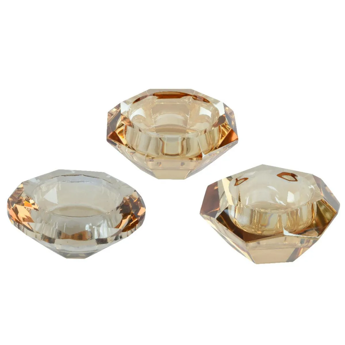KAEMINGK Lot de 12 photophores en verre (D7 cm) Diamant cristal brun Brun café Clearance