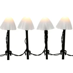 #N/A Lot de 4 pics lumineux à piles 20 LED Champignons (H20 cm) chaud Blanc New