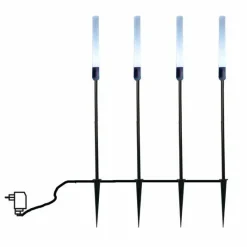BLACHERE Lot de 4 piques lumineux de jardin (H51,5 cm) Cylindre Blanc froid Noir New