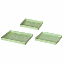 #N/A Lot de 3 plateaux décoratifs (34 x 24 cm) Fleurs d'Ésmée pomme Vert Sale
