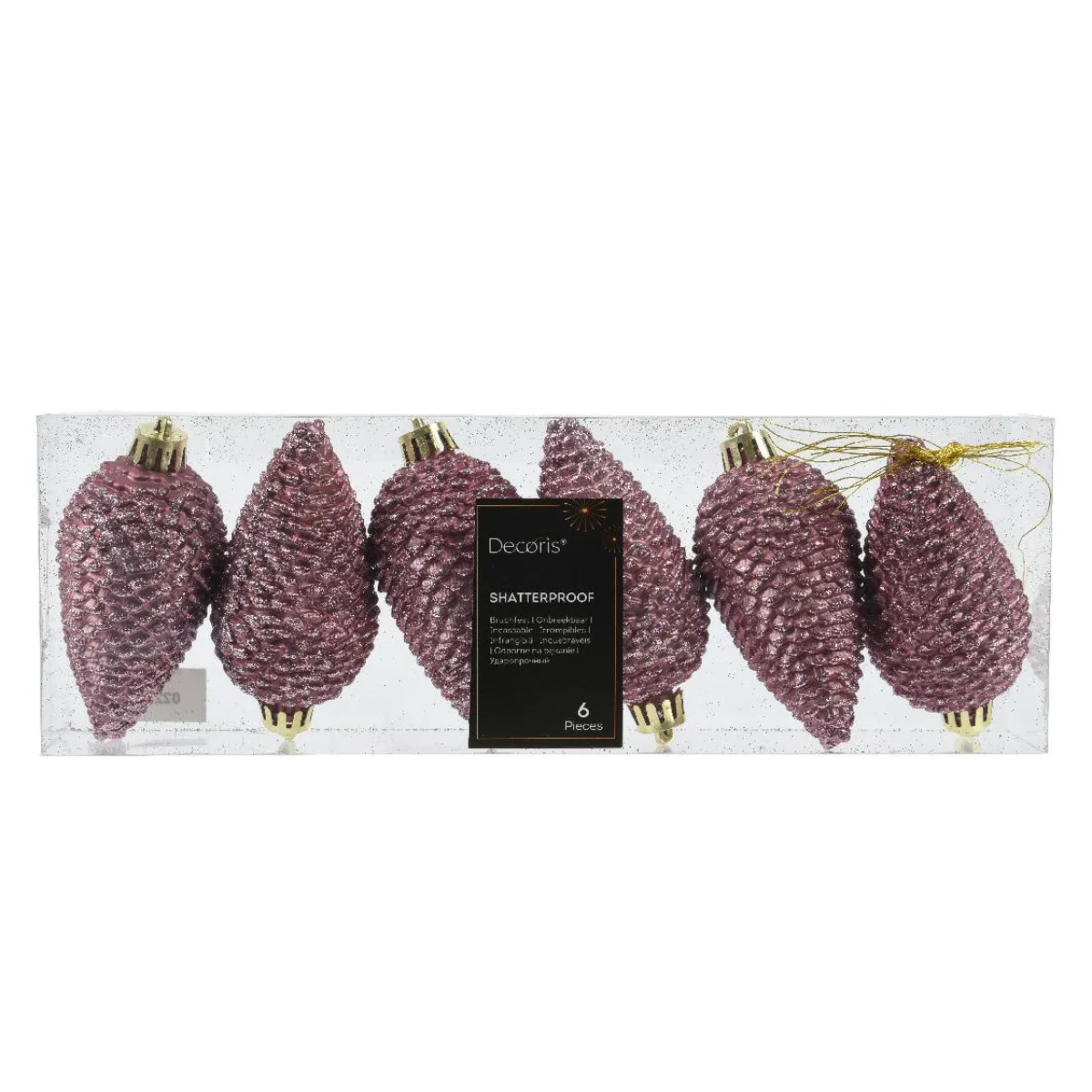 KAEMINGK Lot de 6 pommes de pin à suspendre (H8 cm) Alpine Vieux rose Hot