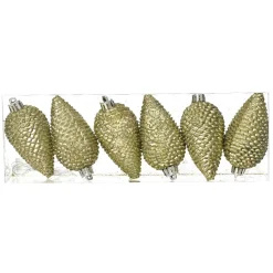 KAEMINGK Lot de 6 pommes de pin à suspendre (H8 cm) Alpine Thé Vert Discount