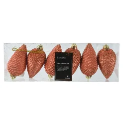 KAEMINGK Lot de 6 pommes de pin à suspendre (H8 cm) Alpine Orange Clearance