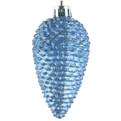 KAEMINGK Lot de 6 pommes de pin à suspendre (H8 cm) Alpine Bleu Ciel Discount
