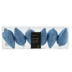 KAEMINGK Lot de 6 pommes de pin à suspendre (H8 cm) Alpine Bleu Ciel Discount