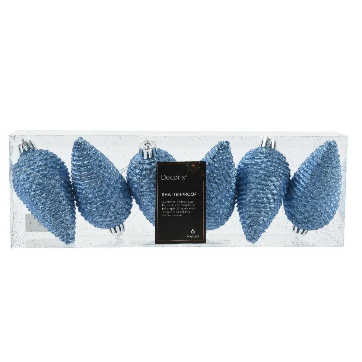 KAEMINGK Lot de 6 pommes de pin à suspendre (H8 cm) Alpine Bleu Ciel Discount