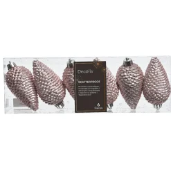 KAEMINGK Lot de 6 pommes de pin à suspendre (H8 cm) Alpine Rose poudré Sale