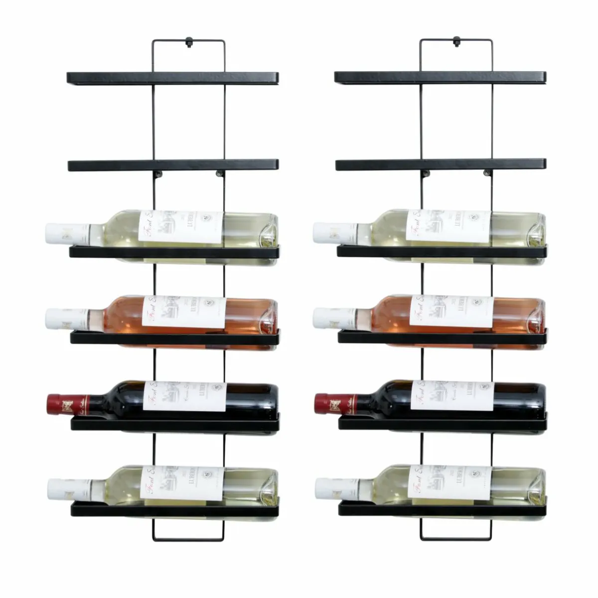 EMINZA Lot de 2 porte-bouteilles muraux métal 12 emplacements (H139 cm) Léo Noir Best