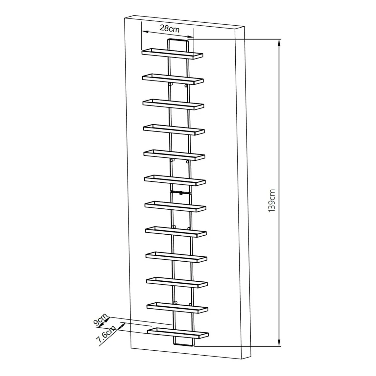 EMINZA Lot de 2 porte-bouteilles muraux métal 12 emplacements (H139 cm) Léo Noir Best
