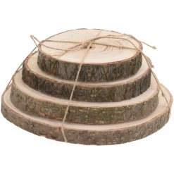 KOOPMAN Lot de 4 rondins décoratifs Paulownia Naturel New
