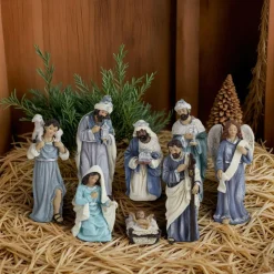 KAEMINGK Lot de 8 santons (Hauteur 9 cm) de Clémence Bleu