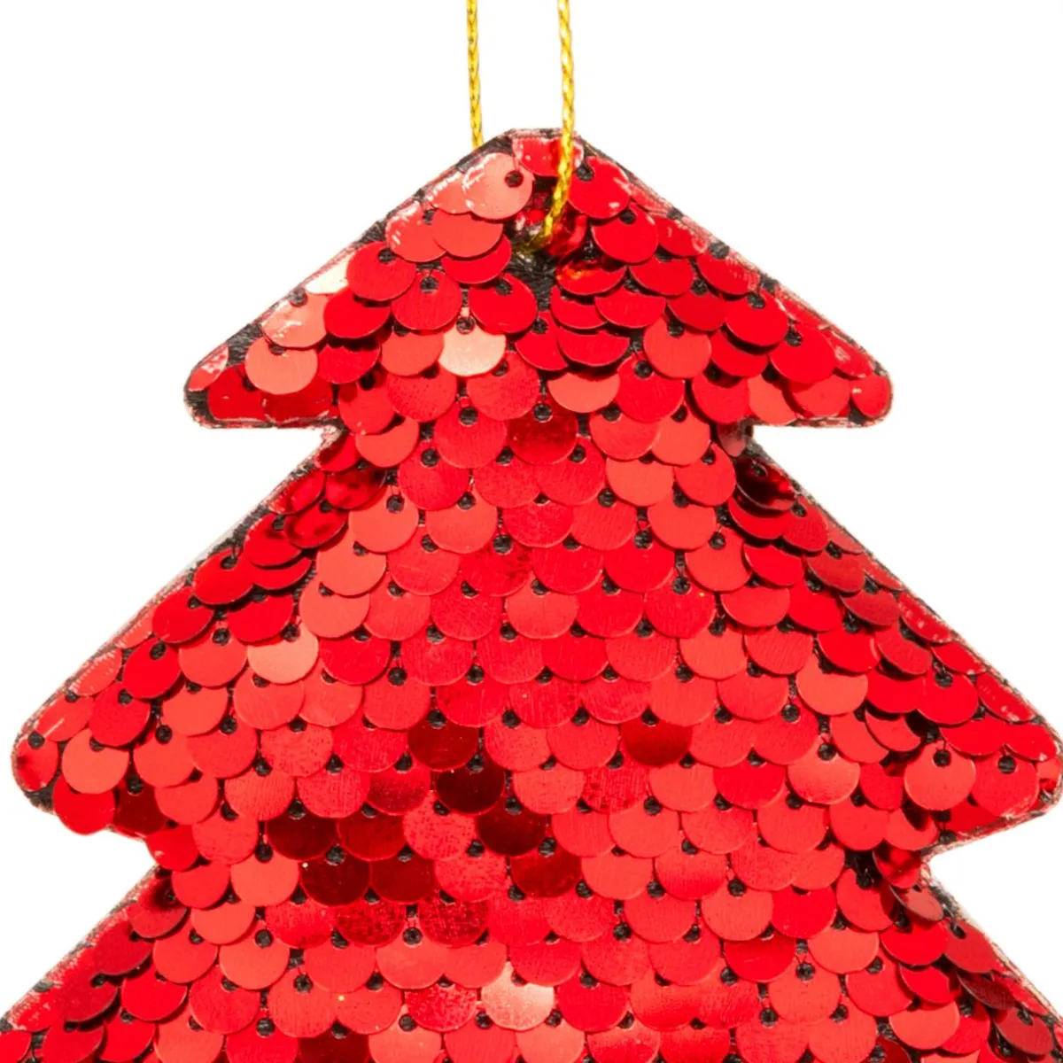 JJA Lot de 2 sapins à suspendre (H9 cm) Sequins Rouge Hot