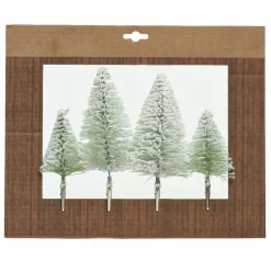 KAEMINGK Lot de 4 sapins de Noël à suspendre sur clip (H14 cm) Vert enneigé Sale