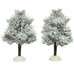KAEMINGK Lot de 2 sapins enneigés (H14 cm) pour aménager un village Discount