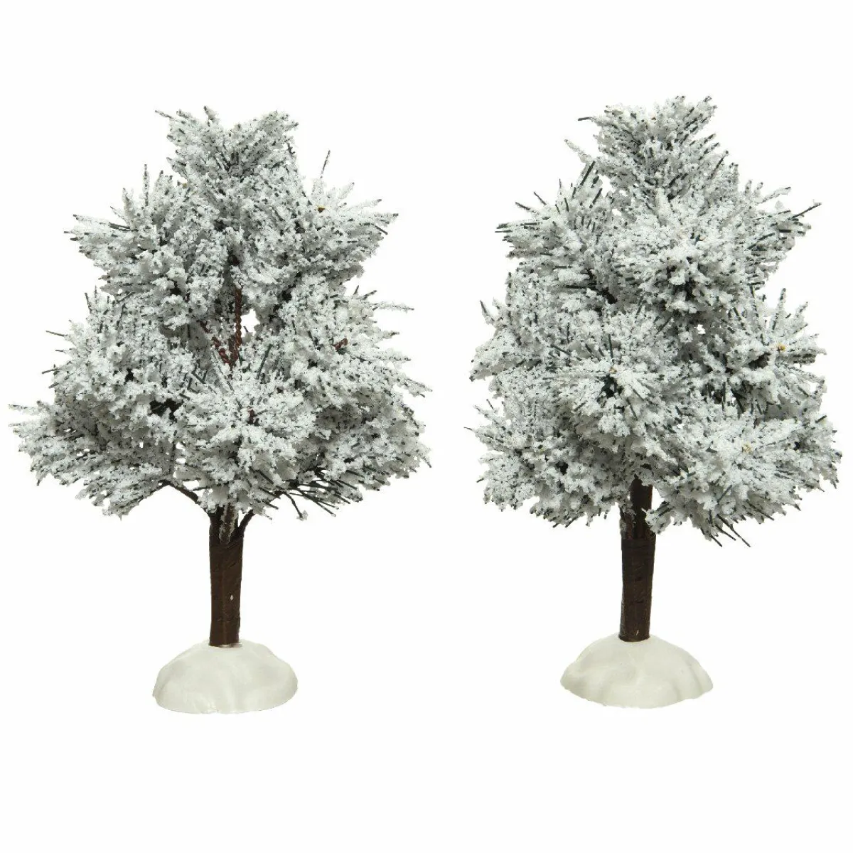 KAEMINGK Lot de 2 sapins enneigés (H14 cm) pour aménager un village Discount