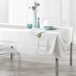 DOUCEUR D'INTERIEUR Lot de 3 serviettes coton (40 x 40 cm) Elegancia Argent Discount