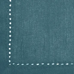 ATMOSPHERA Lot de 4 serviettes coton (40 x 40 cm) Chambray Bleu canard Best