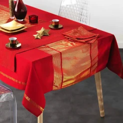 DOUCEUR D'INTERIEUR Lot de 3 serviettes coton (40 x 40 cm) Elegancia Rouge Clearance