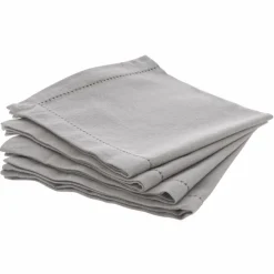 ATMOSPHERA Lot de 4 serviettes coton (40 x 40 cm) Chambray Gris clair Discount