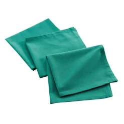 DOUCEUR D'INTERIEUR Lot de 3 serviettes coton recyclé (40 x 40 cm) Mistral Vert émeraude Clearance