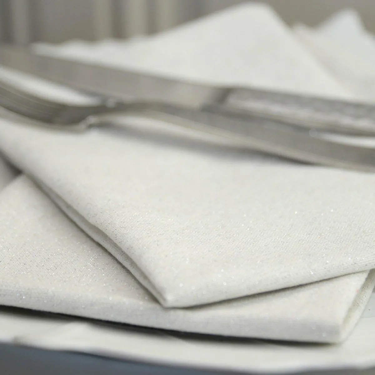 L'EFFET PAPILLON Lot de 3 serviettes coton (40 x 40 cm) Etincelle Ecru Clearance