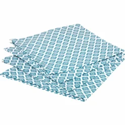 ATMOSPHERA Lot de 4 serviettes coton (40 x 40 cm) Tika Bleu canard