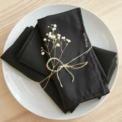 EMINZA Lot de 3 serviettes de table polyester (40 x 40 cm) Elise es Noir Discount