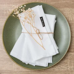EMINZA Lot de 3 serviettes de table polyester (40 x 40 cm) Elise hes Blanc Clearance