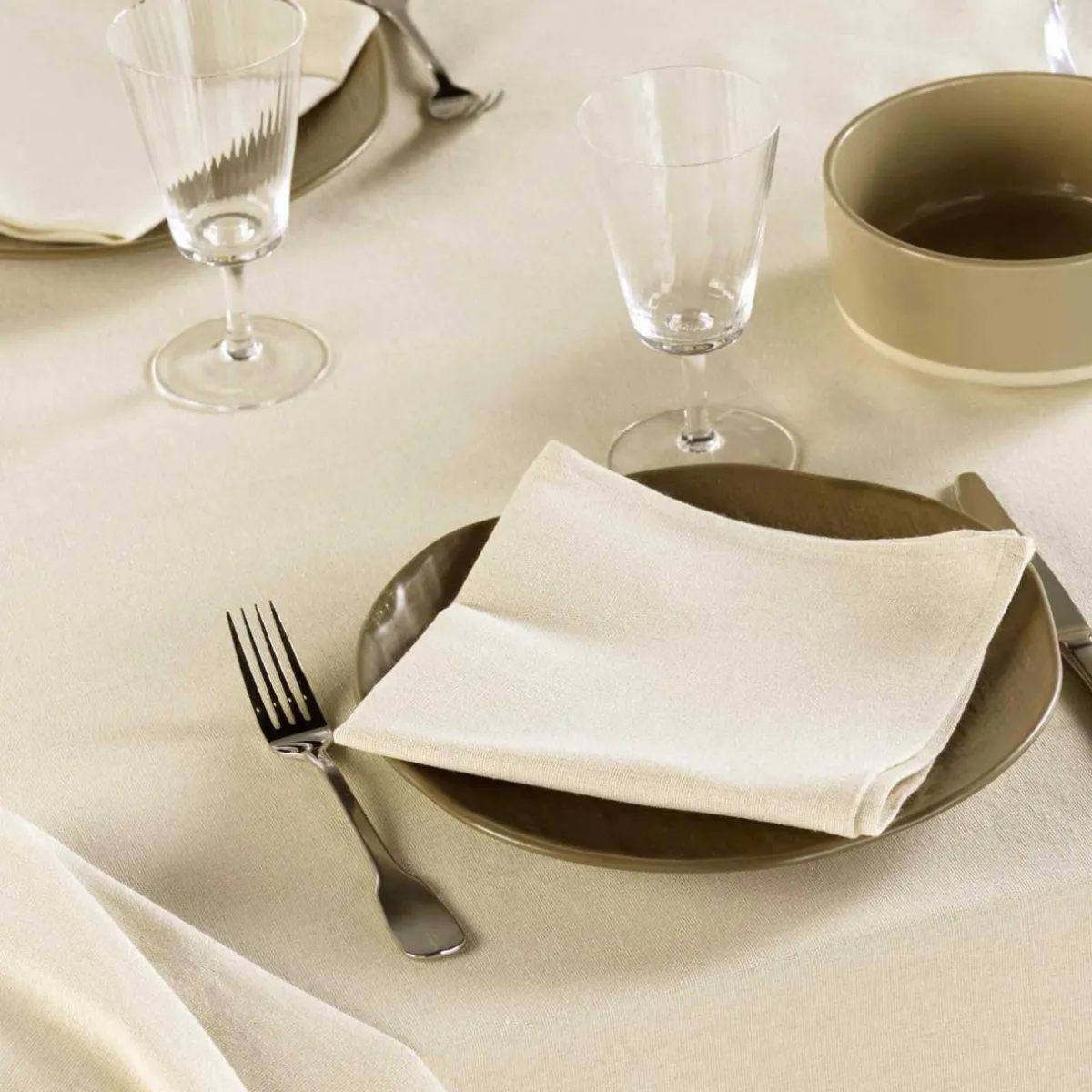 douceur d'intu017drieur Lot de 3 serviettes en coton (40 x 40 cm) Serafine Ecru New